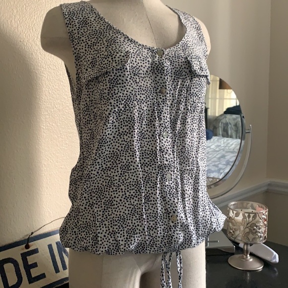 Femme tank, white w/Navy Blue print, Size large - Picture 4 of 7